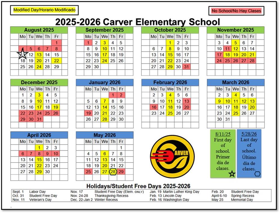 Carver School Calendar